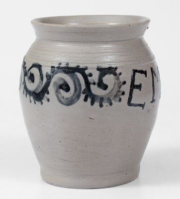Extremely Rare and Fine Abraham Mead, Greenwich, CT Stoneware Jar Inscribed 