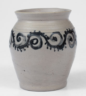 Extremely Rare and Fine Abraham Mead, Greenwich, CT Stoneware Jar Inscribed 