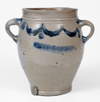 Fine COMMERAWS STONEWARE Vertical-Handled Jar, Thomas W. Commeraw, Lower East Side, NYC, c1800