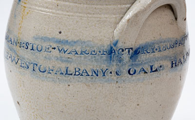 Very Rare PAUL CUSHMAN Stoneware Jar w/ ALBANY GOAL 1809 Coggled Inscription