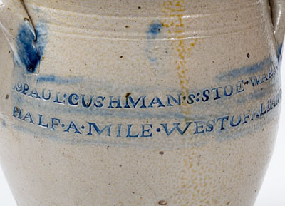 Very Rare PAUL CUSHMAN Stoneware Jar w/ ALBANY GOAL 1809 Coggled Inscription