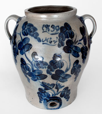 Exceptional 10 Gal. Baltimore Stoneware Water Cooler w/ 1839 Date, attrib. Brotherton and Davidson