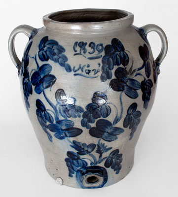 Exceptional 10 Gal. Baltimore Stoneware Water Cooler w/ 1839 Date, attrib. Brotherton and Davidson