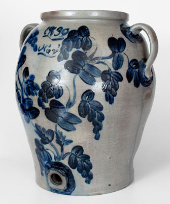 Exceptional 10 Gal. Baltimore Stoneware Water Cooler w/ 1839 Date, attrib. Brotherton and Davidson