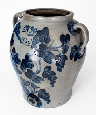 Exceptional 10 Gal. Baltimore Stoneware Water Cooler w/ 1839 Date, attrib. Brotherton and Davidson