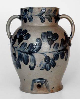 Extremely Rare H. MYERS Baltimore Stoneware Water Cooler w/ Elaborate Floral Decoration, circa 1821-29