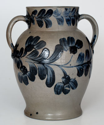 Extremely Rare H. MYERS Baltimore Stoneware Water Cooler w/ Elaborate Floral Decoration, circa 1821-29