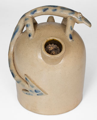 Extremely Rare Ohio Stoneware Harvest Jug w/ Lizard Handle, Pictured in The Magazine Antiques, 1946