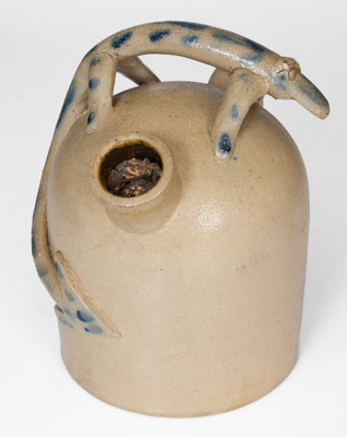 Extremely Rare Ohio Stoneware Harvest Jug w/ Lizard Handle, Pictured in The Magazine Antiques, 1946