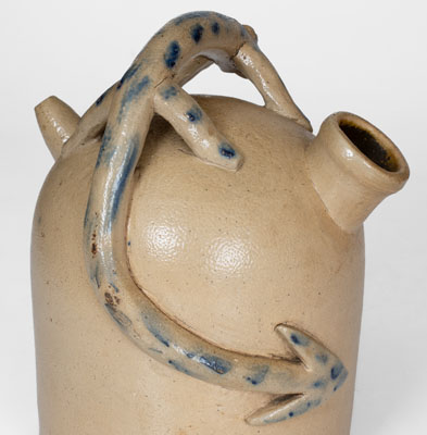 Extremely Rare Ohio Stoneware Harvest Jug w/ Lizard Handle, Pictured in The Magazine Antiques, 1946