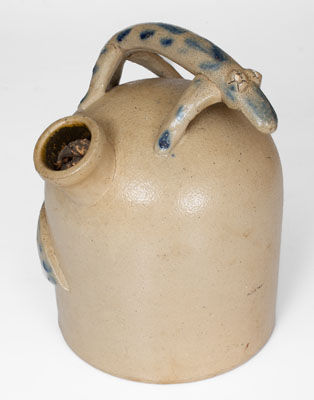 Extremely Rare Ohio Stoneware Harvest Jug w/ Lizard Handle, Pictured in The Magazine Antiques, 1946