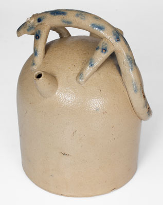 Extremely Rare Ohio Stoneware Harvest Jug w/ Lizard Handle, Pictured in The Magazine Antiques, 1946