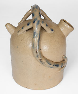 Extremely Rare Ohio Stoneware Harvest Jug w/ Lizard Handle, Pictured in The Magazine Antiques, 1946