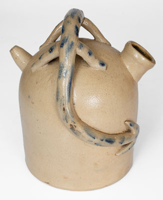 Extremely Rare Ohio Stoneware Harvest Jug w/ Lizard Handle, Pictured in The Magazine Antiques, 1946