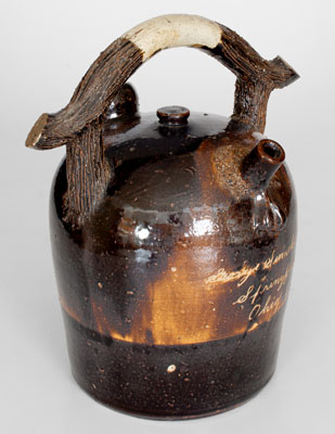 Extremely Rare Stoneware Harvest Jug w/ Anatomical Spout and Springfield, Ohio Inscription