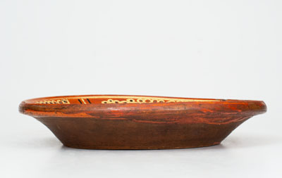 Exceedingly Rare and Important Shenandoah Valley Redware Dish, attrib. Peter Bell, Hagerstown, MD, 1808