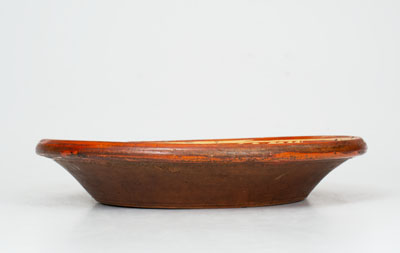 Exceedingly Rare and Important Shenandoah Valley Redware Dish, attrib. Peter Bell, Hagerstown, MD, 1808