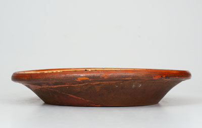 Exceedingly Rare and Important Shenandoah Valley Redware Dish, attrib. Peter Bell, Hagerstown, MD, 1808