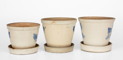 Three Stoneware Flowerpots attrib. Fulper Pottery, Flemington, NJ