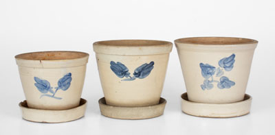 Three Stoneware Flowerpots attrib. Fulper Pottery, Flemington, NJ