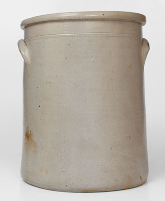 Rare Six-Gallon WHITES UTICA (New York) Stoneware Crock w/ Cobalt Bird-in-Wreath Decoration