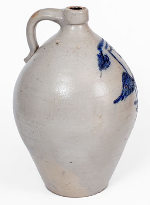 Highly Important BARNABAS EDMANDS & CO. / CHARLESTOWN Stoneware Jug w/ Elaborate Incised Federal Eagle and Fish Decoration