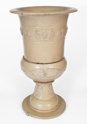 Monumental Two-Piece Ohio Stoneware Urn w/ Applied Decoration, c1880