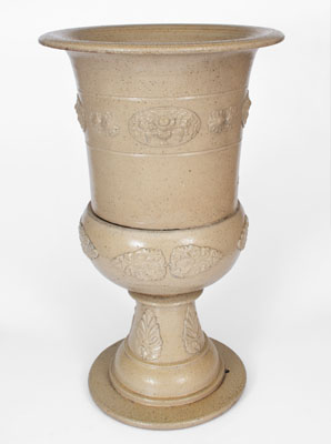 Monumental Two-Piece Ohio Stoneware Urn w/ Applied Decoration, c1880