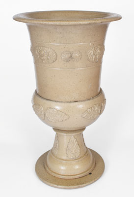 Monumental Two-Piece Ohio Stoneware Urn w/ Applied Decoration, c1880