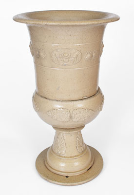 Monumental Two-Piece Ohio Stoneware Urn w/ Applied Decoration, c1880