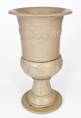 Monumental Two-Piece Ohio Stoneware Urn w/ Applied Decoration, c1880