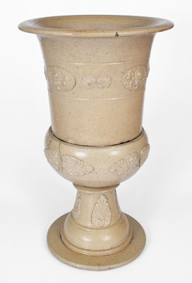 Monumental Two-Piece Ohio Stoneware Urn w/ Applied Decoration, c1880