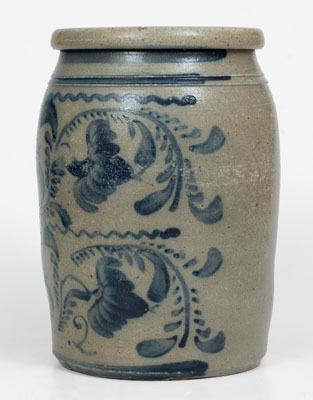 Fine Western PA 2 Gal. Stoneware Jar w/ Profuse Freehand Floral Decoration