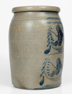 Fine Western PA 2 Gal. Stoneware Jar w/ Profuse Freehand Floral Decoration