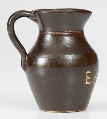 Miniature Albany Slip Stoneware Pitcher Inscribed