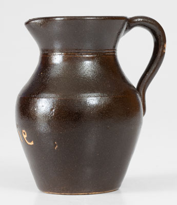 Miniature Albany Slip Stoneware Pitcher Inscribed