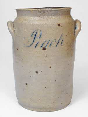 Very Rare Stoneware "Peach" Jar Inscribed "R. M. C.," attrib. Nathan Clark, Sr. Athens, NY, early 19th century