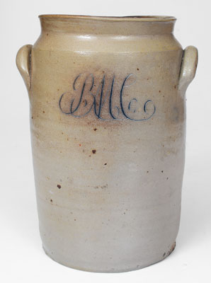 Very Rare Stoneware "Peach" Jar Inscribed "R. M. C.," attrib. Nathan Clark, Sr. Athens, NY, early 19th century