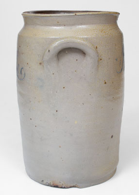 Very Rare Stoneware "Peach" Jar Inscribed "R. M. C.," attrib. Nathan Clark, Sr. Athens, NY, early 19th century