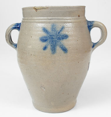 Early Manhattan Vertical-Handled Stoneware Jar, possibly Egbert Schoonmaker, c1795