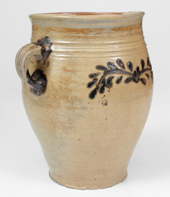 Unusual Manhattan Vertical-Handled Stoneware Jar w/ Incised Manganese Decoration, c1790