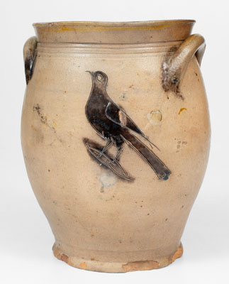 Rare Albany, NY Stoneware Jar w/ Manganese Incised Birds, early 19th century