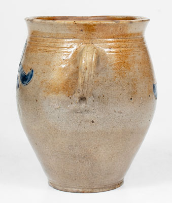 Fine Vertical Handled 1/2 Gal. Stoneware Jar with Incised Decoration, Manhattan, c1790