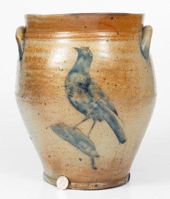 Exceptional Albany, NY Stoneware Jar w/ Incised Bird and Floral Decorations, early 19th century
