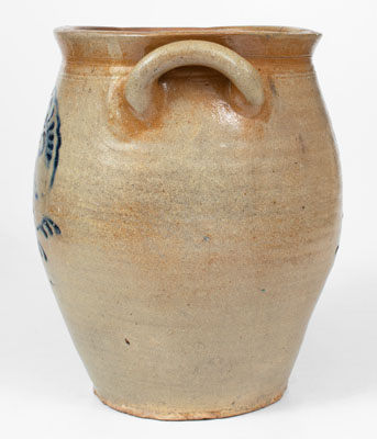 Fine New York State Stoneware Jar w/ Slip-Trailed Floral Decoration, probably Howe & Clark, Athens, NY, 1805-13