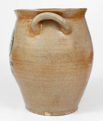 Fine New York State Stoneware Jar w/ Slip-Trailed Floral Decoration, probably Howe & Clark, Athens, NY, 1805-13