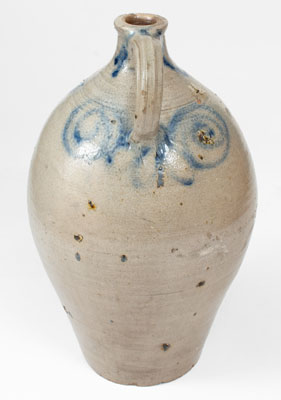 Exceedingly Rare Kemple Pottery, Ringoes, New Jersey Stoneware Jug, 18th century