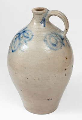Exceedingly Rare Kemple Pottery, Ringoes, New Jersey Stoneware Jug, 18th century