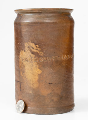 Rare PAUL CUSHMAN'S STONEWARE FACTORY 1811 Stoneware Jar (Albany, NY)