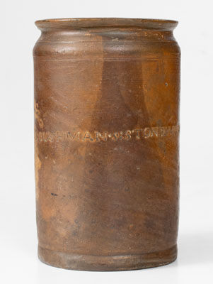 Rare PAUL CUSHMAN'S STONEWARE FACTORY 1811 Stoneware Jar (Albany, NY)
